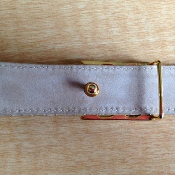 ESCADA Gold Reptile Embossed Leather Belt With Double \